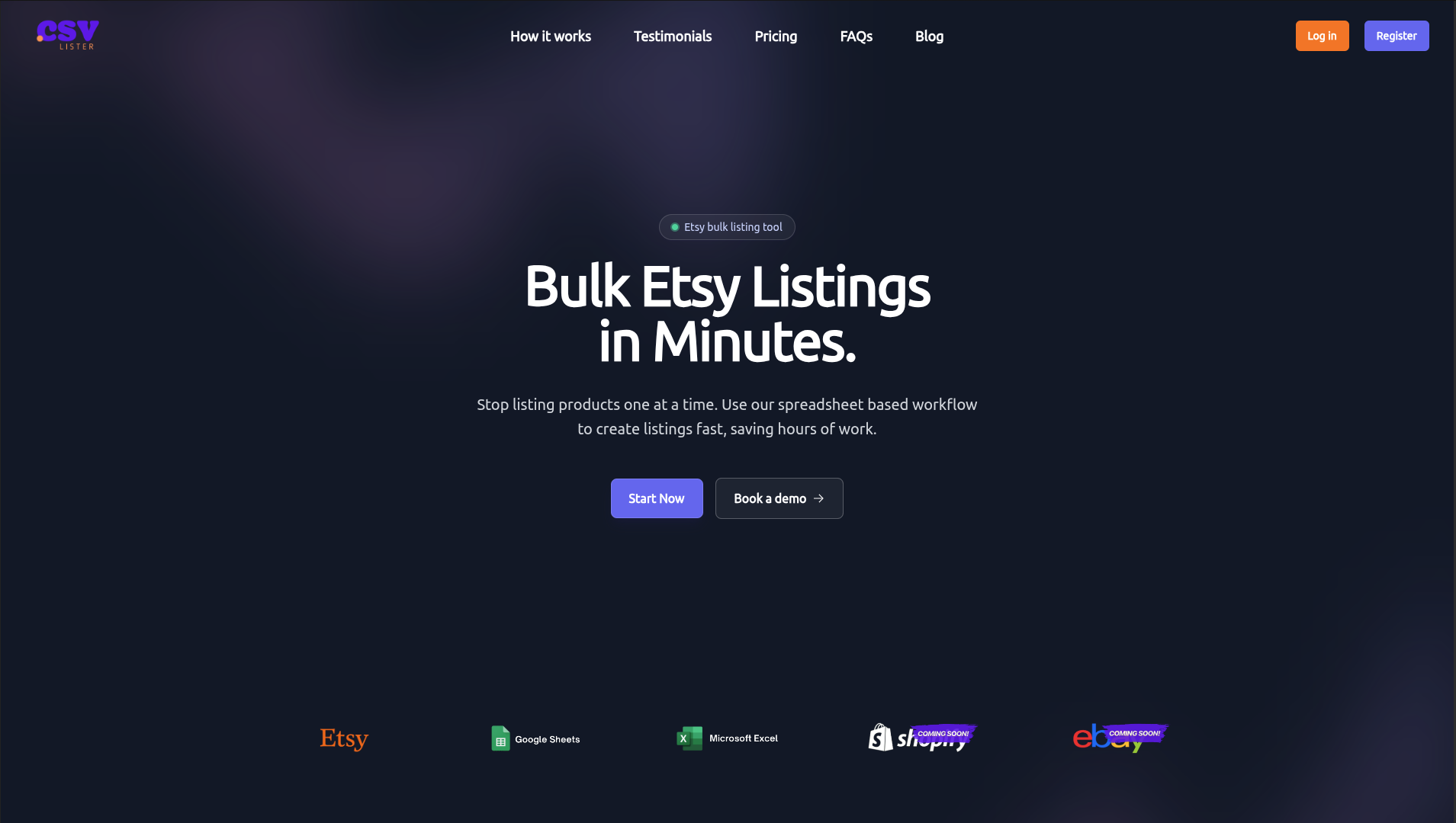 CSV Lister product interface for bulk Etsy listing uploads